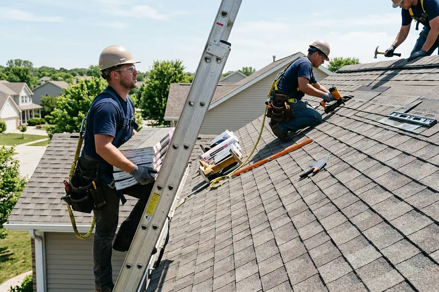 Beardman Building Services roofing crew installing architectural shingles in Rotonda West